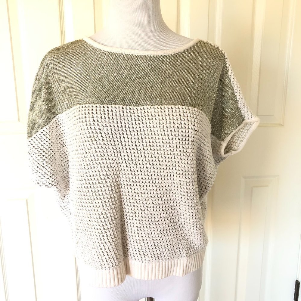 Cache Cap Short Sleeve Dolman Sweater Size S Open… - image 1